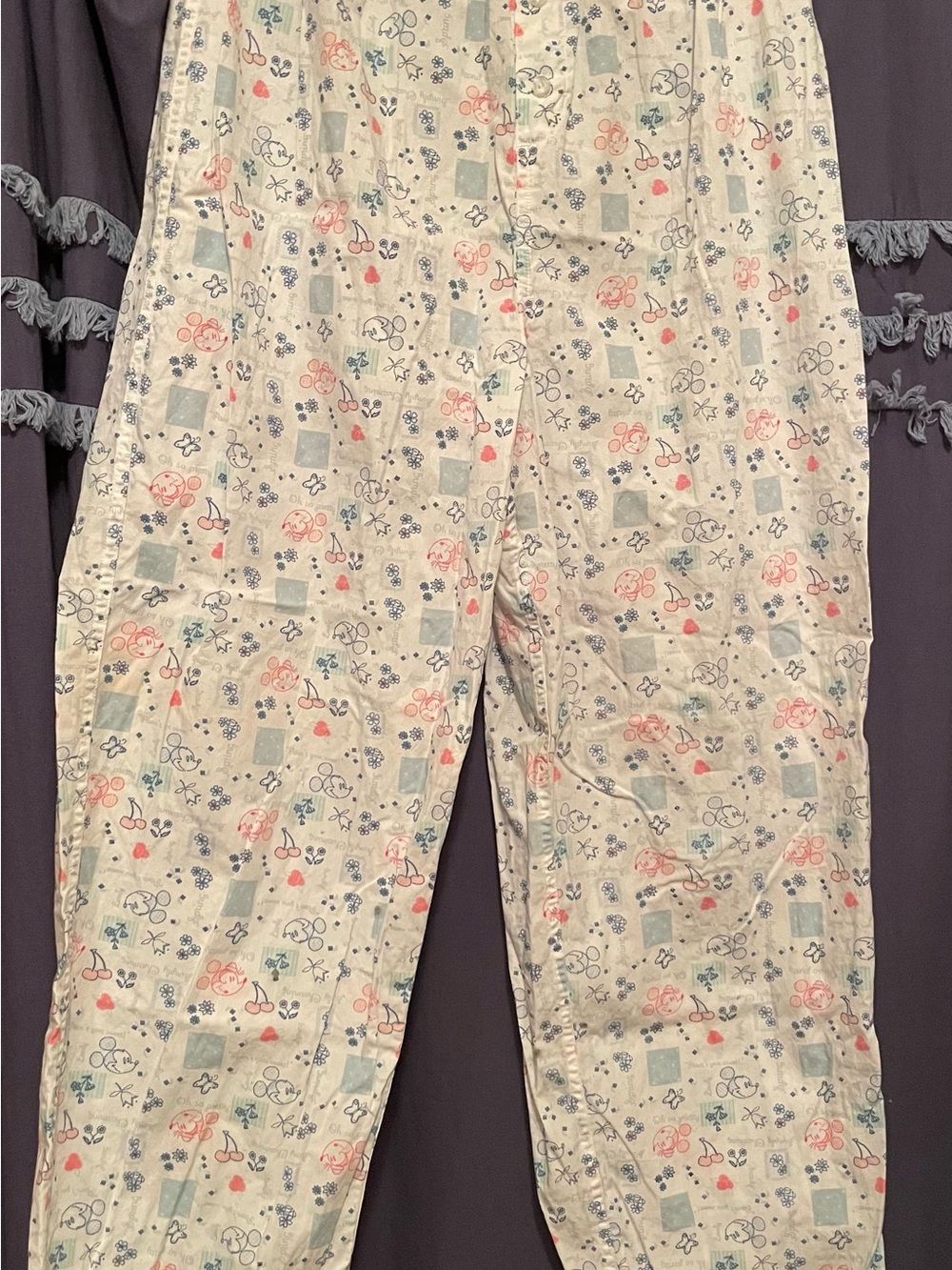 Disney Cream Pajama Joggers with Pink & Blue Print